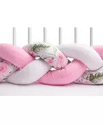 Gevlochten Wieg Bumper Roze Bloemen