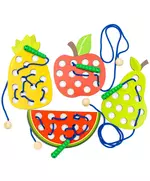 Montessori Houten Rijgspel - Vormen Fruit en Groente