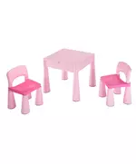 Kindersetje Roze Tafel met 2 Stoelen en Opbergfunctie