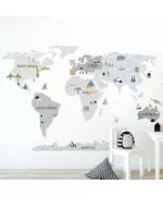 Wereldkaart muurstickers S - 90 x 60 cm - educatief