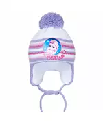 Kindermuts - Gebreid met oorflappen - Paars, roze en wit