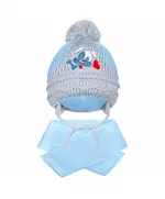 Winter baby muts en sjaal set - Gebreide hond - Pompon