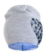 muts - lichtgrijs - blauwe pailletten - hartapplicatie