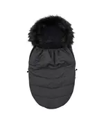 Zwarte winter voetenzak buggy met bontkraag