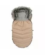 Beige voetenzak buggy met afneembare bontkraag