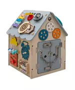 Montessori Activiteitenhuis met LED – educatief houten speelhuisje