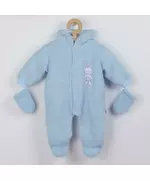 Jumpsuit - Lichtblauw - Teddybeer Motief - Fleece - Winterkleding