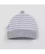 Baby cotton cap - Mutsje met horizontale strepen - Grijs/wit