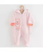 Overall - Roze - Capuchon - Lange mouwen - Maat 74 - Teddybeer