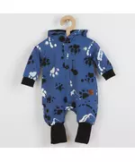 Overals - blauw met verfspetters - capuchon met oortjes