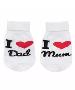 Baby Terry Socks - I Love Mum and Dad - Wit - Maat 62 (3-6 maanden)
