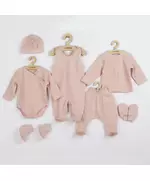 Babykleding - 7-delige set - Roze - 100% katoen - Muts