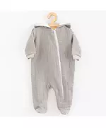 Jumpsuit - Grijs - Met capuchon - 100% katoen - Maat 80 (9-12m)