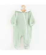 Baby Jumpsuit - Katoen - Met capuchon - Sage - Maat 80 (9-12m)