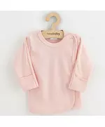 Babyshirt - Lichtroze - Katoen - Drukknopen - Mouwen omrolbaar