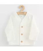 Babyvest - Wit - Geribbeld materiaal - Houten knopen - Maat 56 (0-3 maanden)