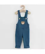 Kinderbroek - Blauwe bretels - Berenkop applicatie - Maat 56 (0-3m)