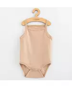 Baby romper - zonder mouwen - licht beige - 100% katoen