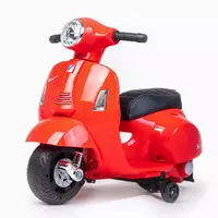 Vespa Kinder Scooter rood - Elektrisch met Zijwieltjes