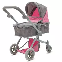 Poppenwagen 2-in-1 mGrijs et Roze Accenten