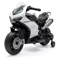 Elektrische motorfiets - Wit met zwart - Steunwielen