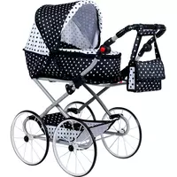 2-in-1 Kinderwagen voor Poppen - Retro zwart-wit