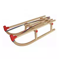 Opvouwbare houten slee 100 cm met trekkoord en glijders