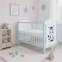Ledikant Zebra Wit met Mint - Babybedje met Dierenprint