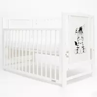 Wit kinderbedje met zebra - Spijlen en zijwand