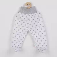 Babybroekje - Wit met grijze sterren - Tailleband grijs