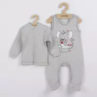 Babykleding - 2-delige set - Grijze vest en romper - Maat 86 (12-18 maanden)