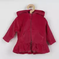 Hoodie - Gerimpelde rand - Donkerroze - Maat 80 (9-12 maanden)