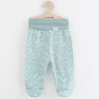 Babybroek - Dino - Mint - Maat 74 (6-9 maanden) - Met voetjes