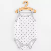Babybody - Mouwloos - Grijze sterren - 100% katoen - OEKO-TEX STANDARD 100