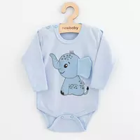 Babyromper - Lichtblauw - Lange mouwen - Olifantenillustratie
