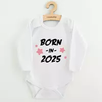 Babyromper - BORN IN 2025 - Wit met zwarte tekst - Katoen