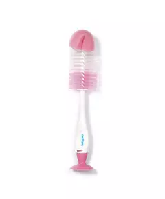 Flessenborstel met zuignap roze