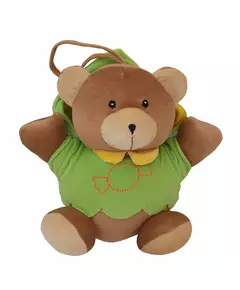 Pluche Teddybeer Bruin met Groene Outfit - Knuffel