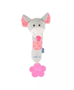 Grijze Muis met Bijtring & Pieper - Baby Knuffel