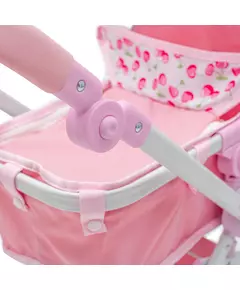Roze 2-in-1 Poppenwagen met Verstelbare Kap