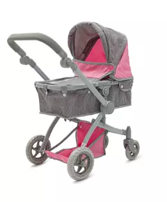 Poppenwagen 2-in-1 mGrijs et Roze Accenten