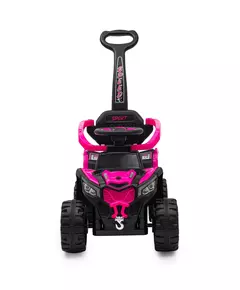 Kinderauto Quad Zwart Roze met Duwstang