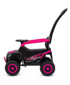 Kinderauto Quad Zwart Roze met Duwstang