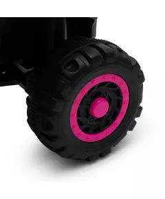 Kinderauto Quad Zwart Roze met Duwstang