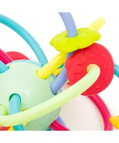 Silicone bijtring en rammelaar met kleurrijke lussen
