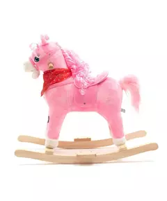 Schommelpaard Roze Pluche met Melodie en Zadel