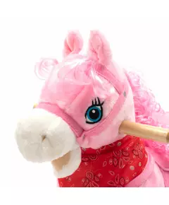Schommelpaard Roze Pluche met Melodie en Zadel