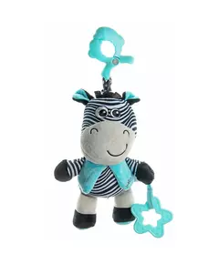 Zebra knuffel met bijtspeeltje en clip - Educatief