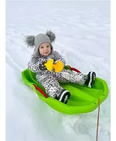 Groene Bobslee met Rugleuning en Handgrepen - Kinderslee