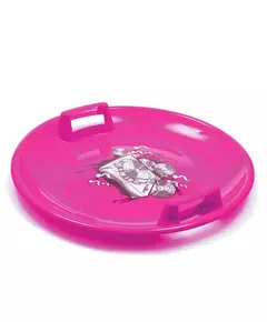 Felroze sneeuwslee met handgrepen en vrolijk design